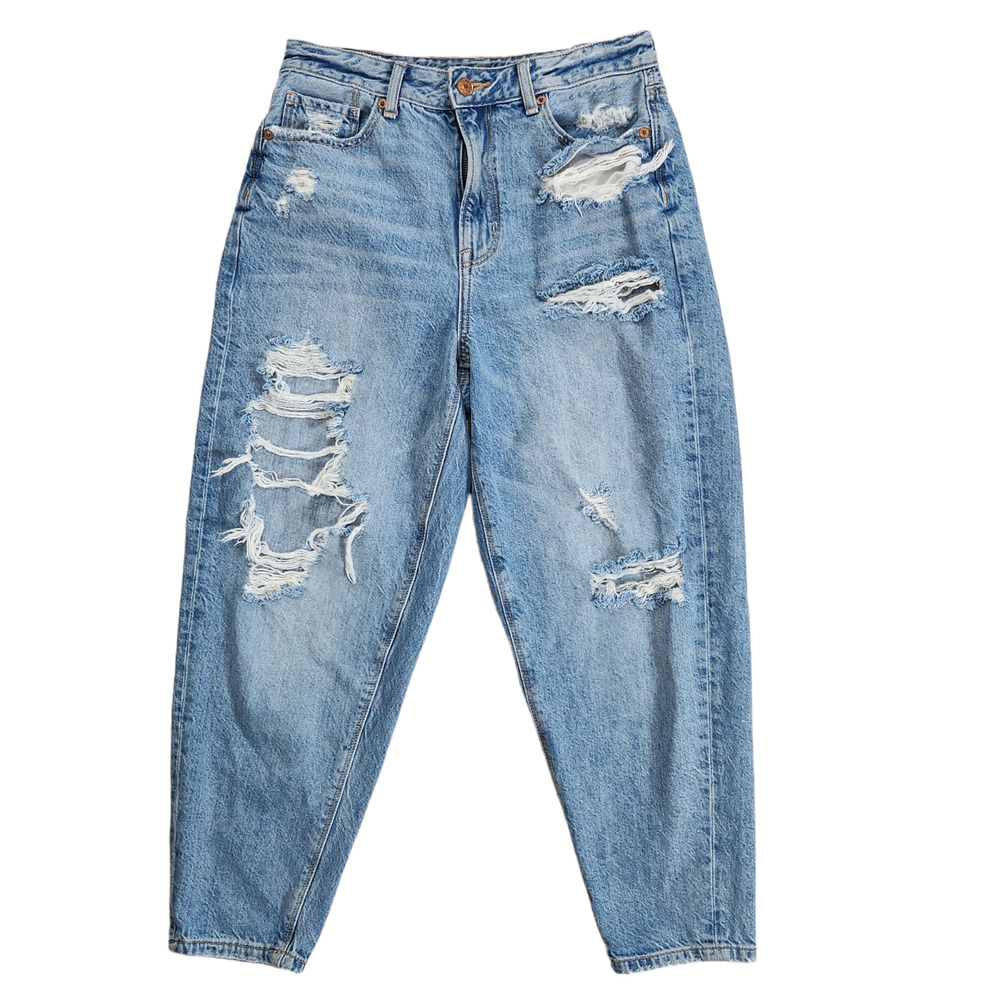 American Eagle Outfitters Distressed Blue Straight Leg Jeans